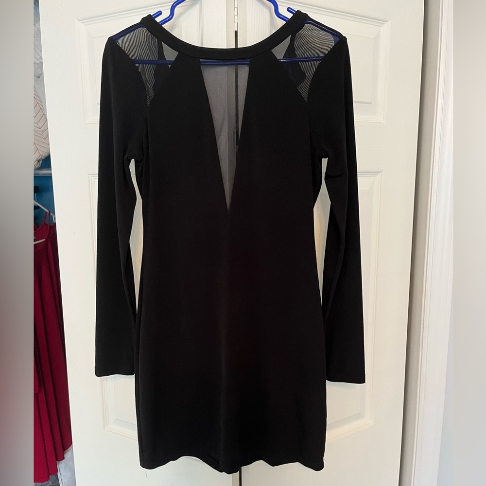 plunging neckline black dress
